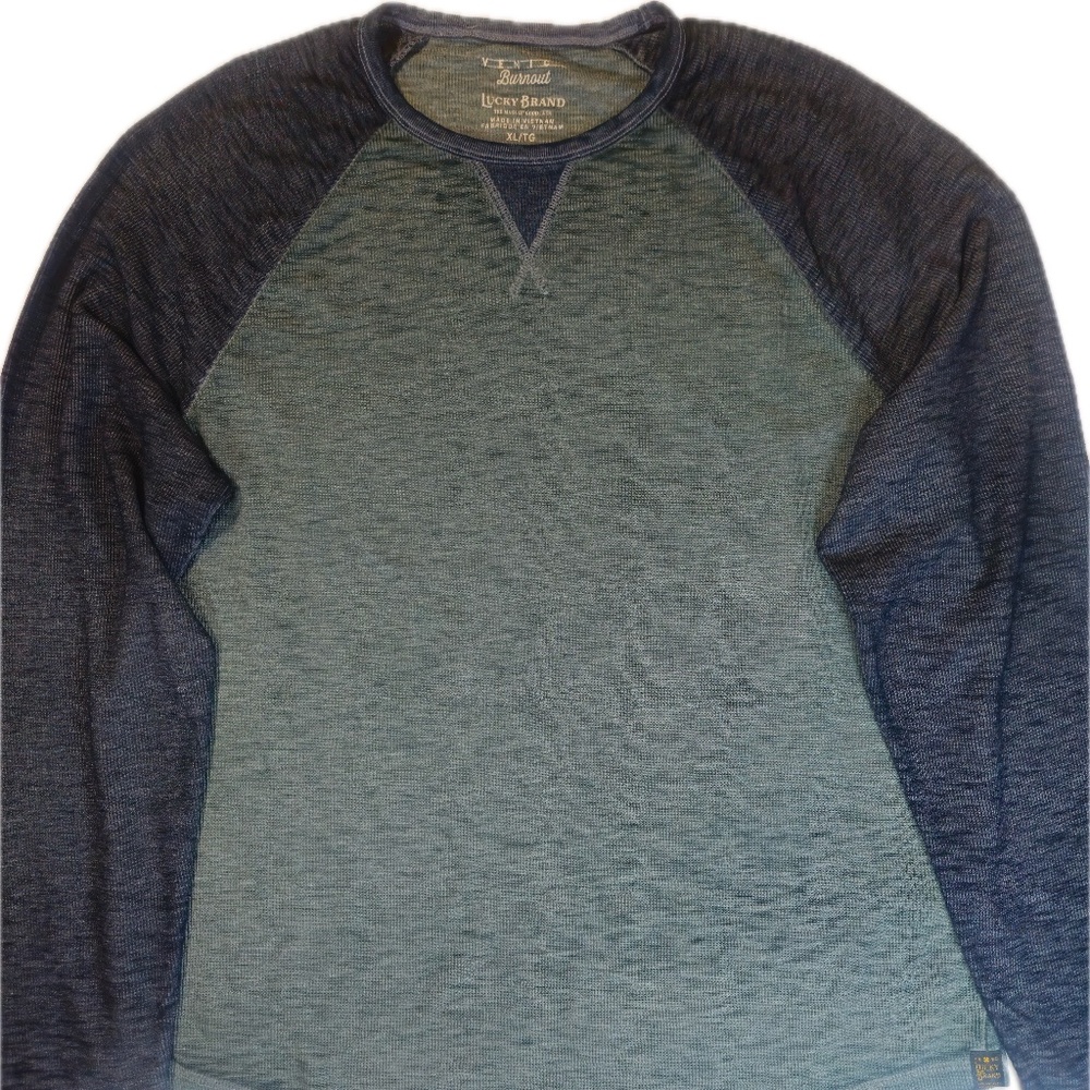 Lucky‎ Brand Thermal Shirt Mens XL Venice Burnout Long Sleeve Pullover Crewneck